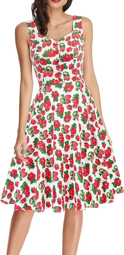 Belle Poque Women's 1950s Retro Vintage Sleeveless Homecoming Dresses Cocktail Party A-Line Dress... | Amazon (US)