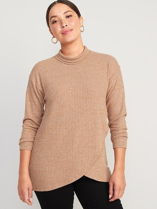 Maternity Cross-Front Rib-Knit Turtleneck Nursing Top | Old Navy (US)