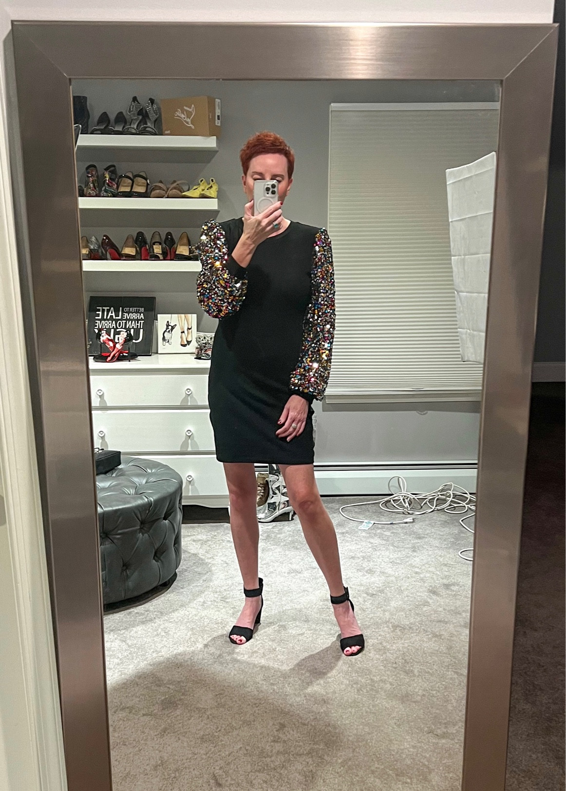 Holiday Dress
New Year’s outfit
Sequin sleeves
