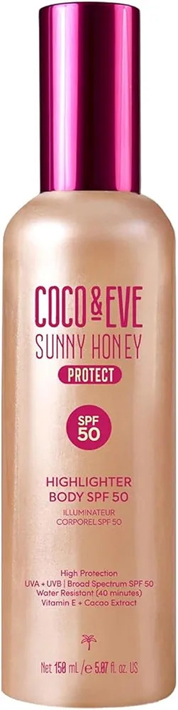 Coco & Eve Body Highlighter SPF 50 \u2013 Shimmer Sunscreen, Broad Spectrum Sun Protection, Light... | Amazon (US)