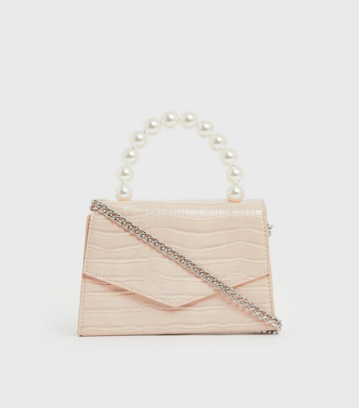 Pale Pink Faux Croc Pearl Handle Cross Body Bag
						
						Add to Saved Items
						Remove from... | New Look (UK)