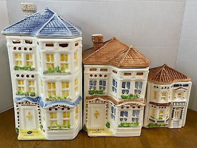 Avon townhouse canister collection set of 3 vintage Victoria cookie jar  | eBay | eBay US