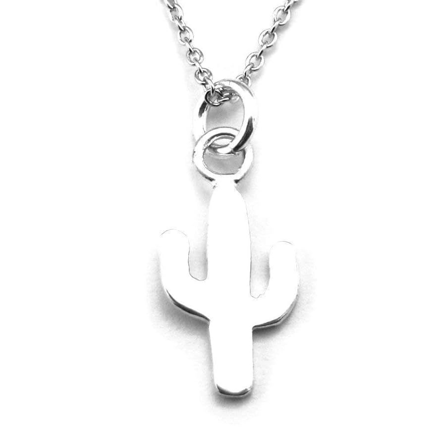 Sterling Silver Cactus Charm Pendant Necklace, 18" | Amazon (US)
