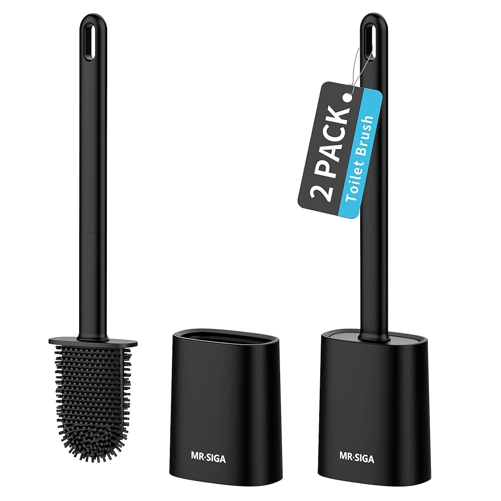 MR.SIGA Toilet Brush and Holder Set, Wall Mounted Toilet Bowl Brush, Compact Toilet Scrub Brush w... | Amazon (US)