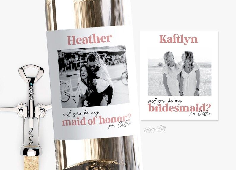 Printed Bridesmaid Proposal Wine Label Glossy Full Wine or Champagne Label Will You Be My Bridesm... | Etsy (US)