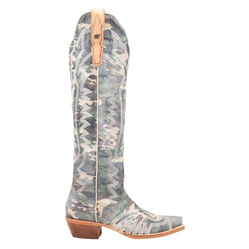 Dan Post Boots Womens Camo Darlin' Pointed Toe Zippered Casual Boots Over the Knee Low Heel 1-2" - Green - Size 7.5 M | Amazon (US)