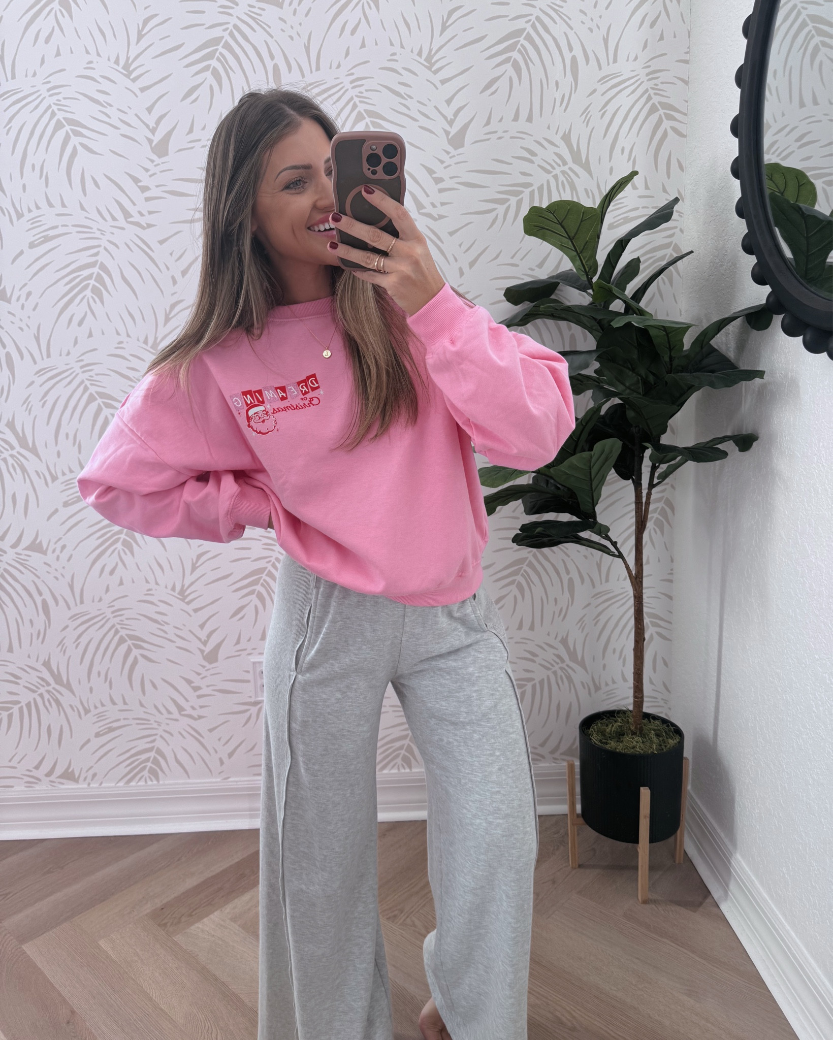 Cutest Christmas sweatshirt you can pick up in time! I sized up for this look 