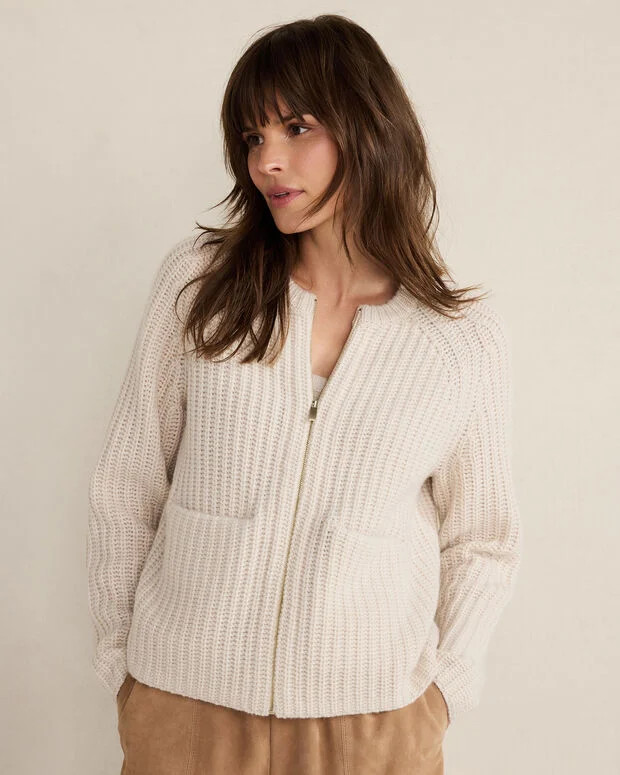 Cashmere Zip Front Bomber Jacket | Talbots