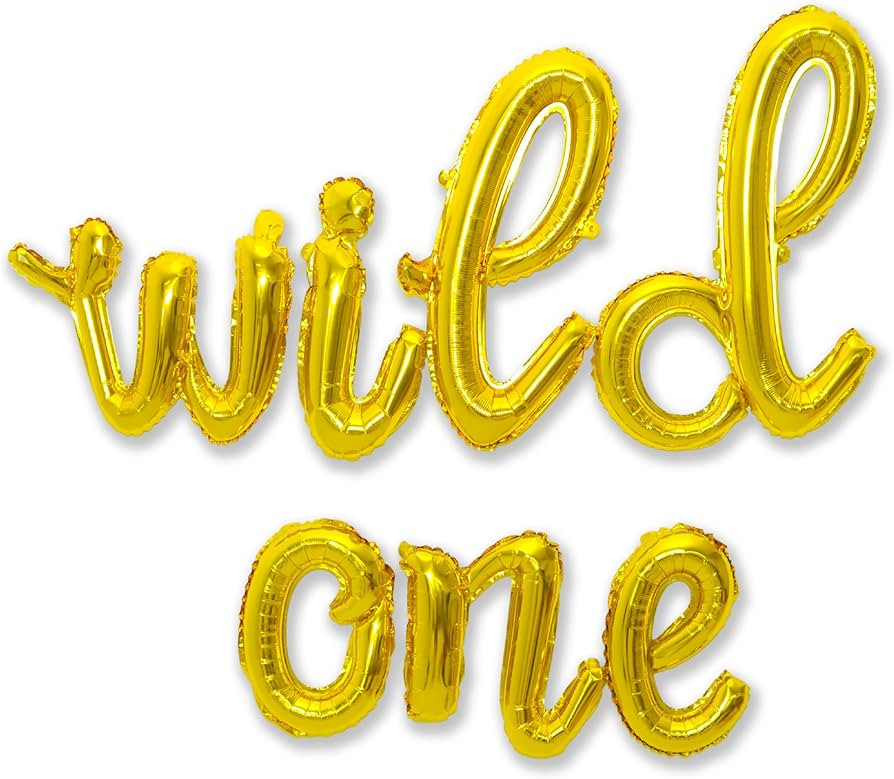 Wild One Cursive Letter Balloons - First Birthday Decorations For A Baby Boy & Baby Girl Party Su... | Amazon (US)
