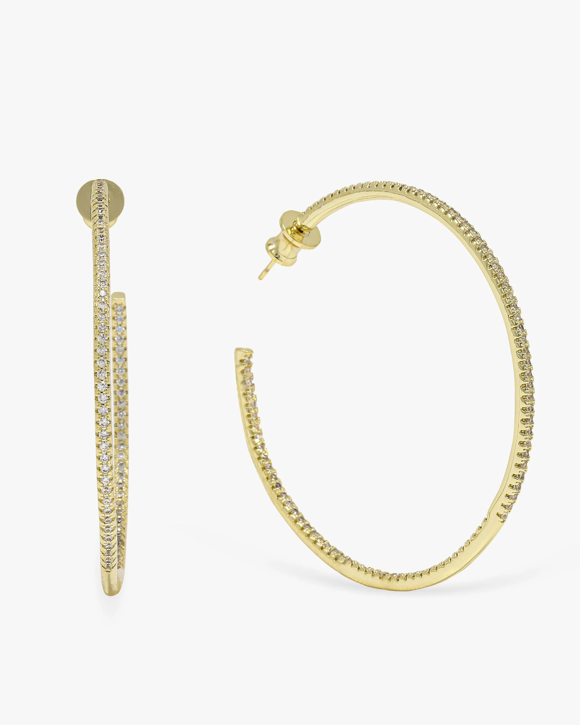 Badass Hoops 2" - Gold|White Diamondettes | Melinda Maria Jewelry