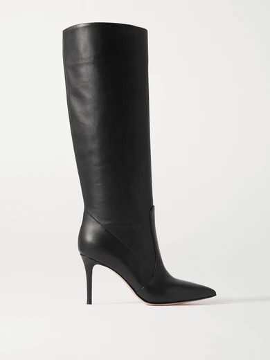 Gianvito Rossi - 85 Leather Knee Boots - Black | NET-A-PORTER (US)