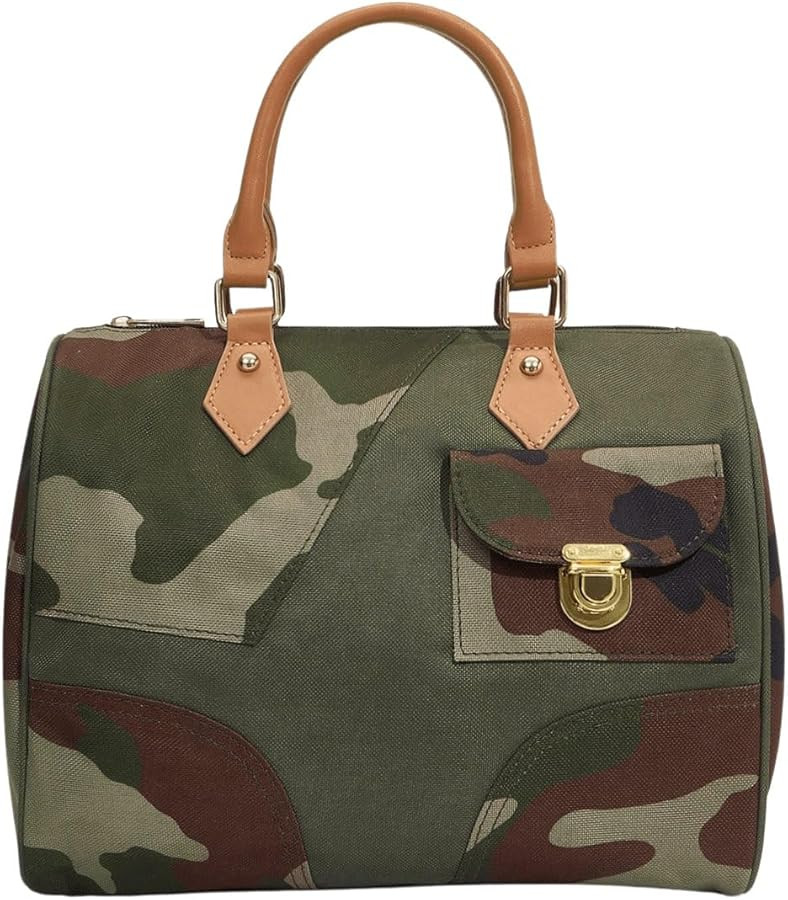MakeMeChic Women's Camouflage Canvas Handle Satchel Handbags Vacation Work Outdoors Trendy Zip To... | Amazon (US)
