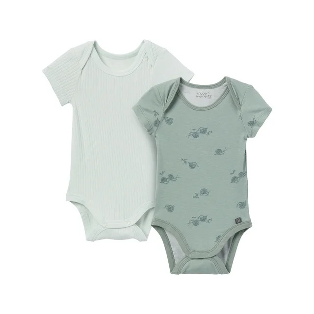 Modern Moments by Gerber Baby Neutral Super Soft 2-Pack Short Sleeve Bodysuits, Sizes Newborn - 1... | Walmart (US)