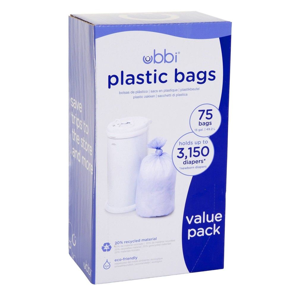 Ubbi Plastic Diaper Pail Bags - White - 75ct | Target