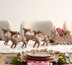 Handcrafted Ceramic Gingerbread Reindeer & Sleigh Set | Pottery Barn (US)