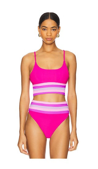 Mae Bikini Top in Raspberry Colorblock | Revolve Clothing (Global)