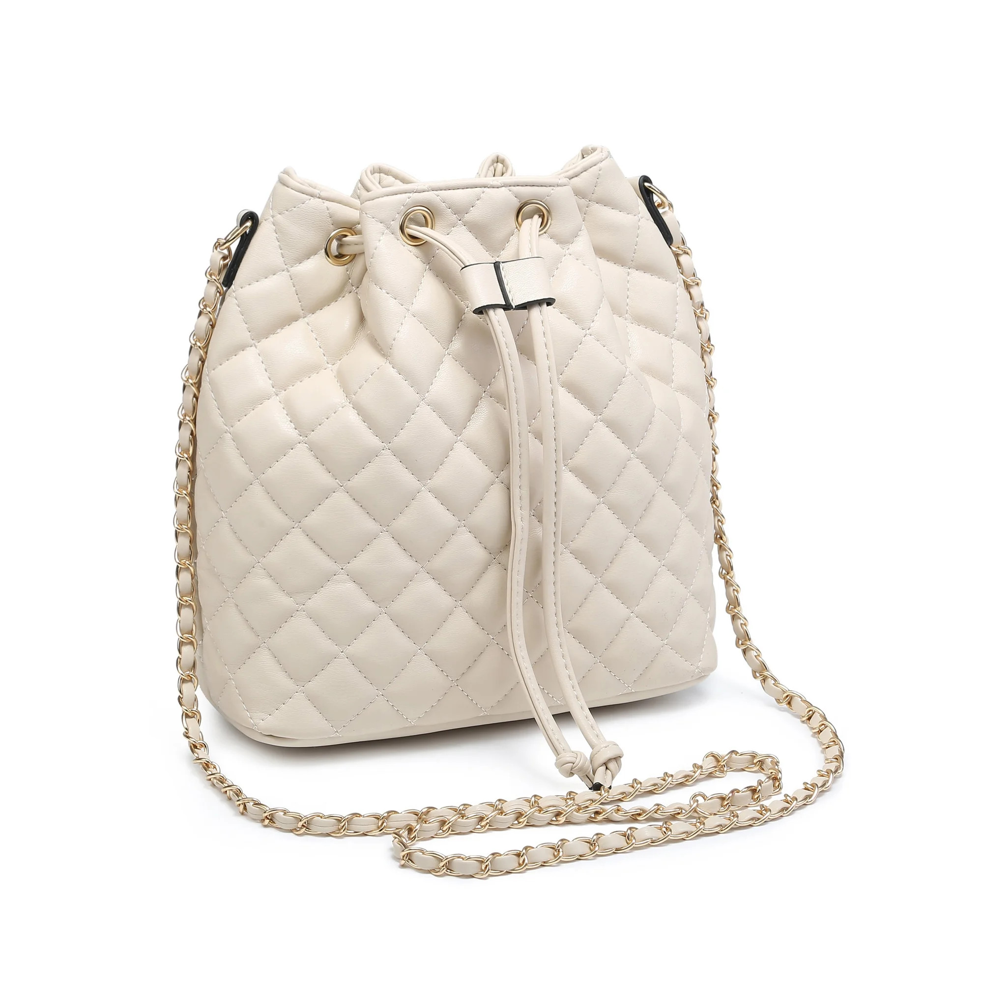 XB Women's Vegan Leather Quilted Crossbody Shoulder Purse Drawstring Bucket Bag Messenger Bag | Walmart (US)