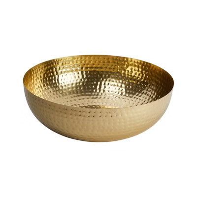 Storied Home Round Hammered Metal Bowl, Gold Finish | Target