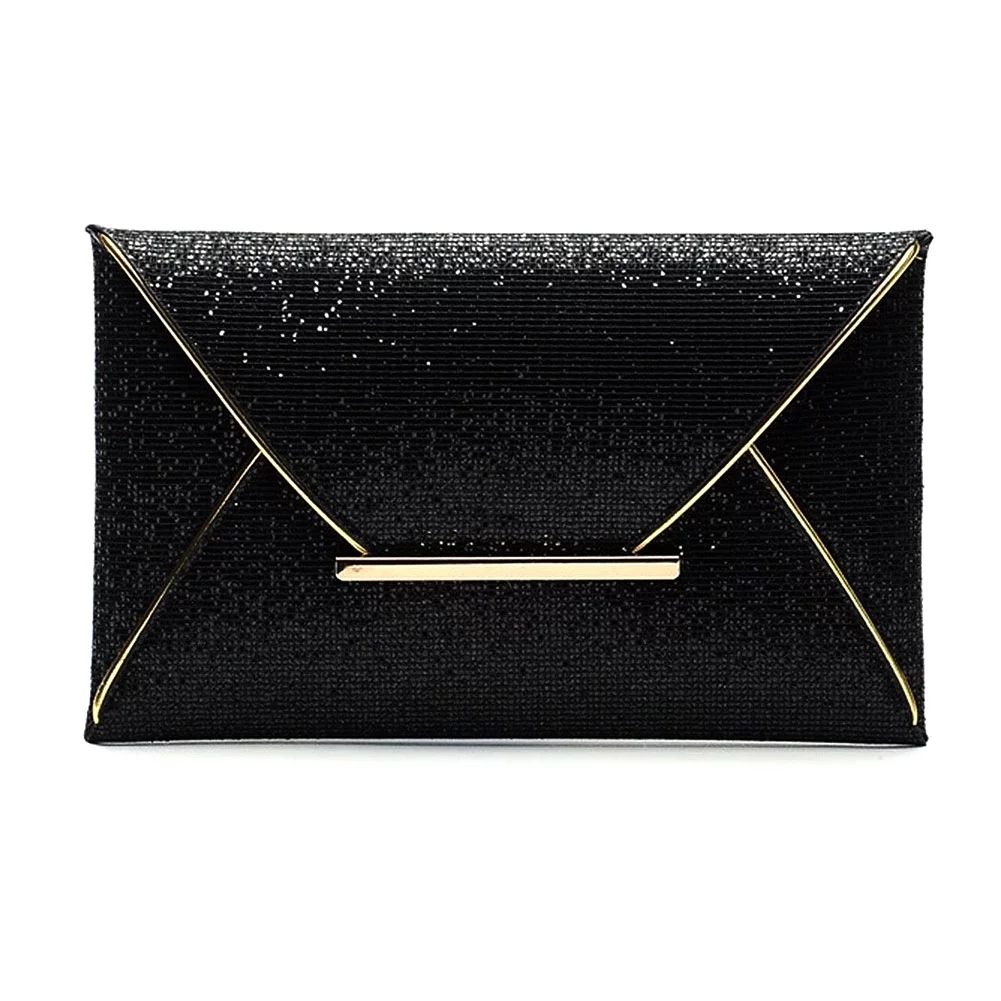 Ladies Sequin Envelope Bag Dinner Clutch Black | Walmart (US)