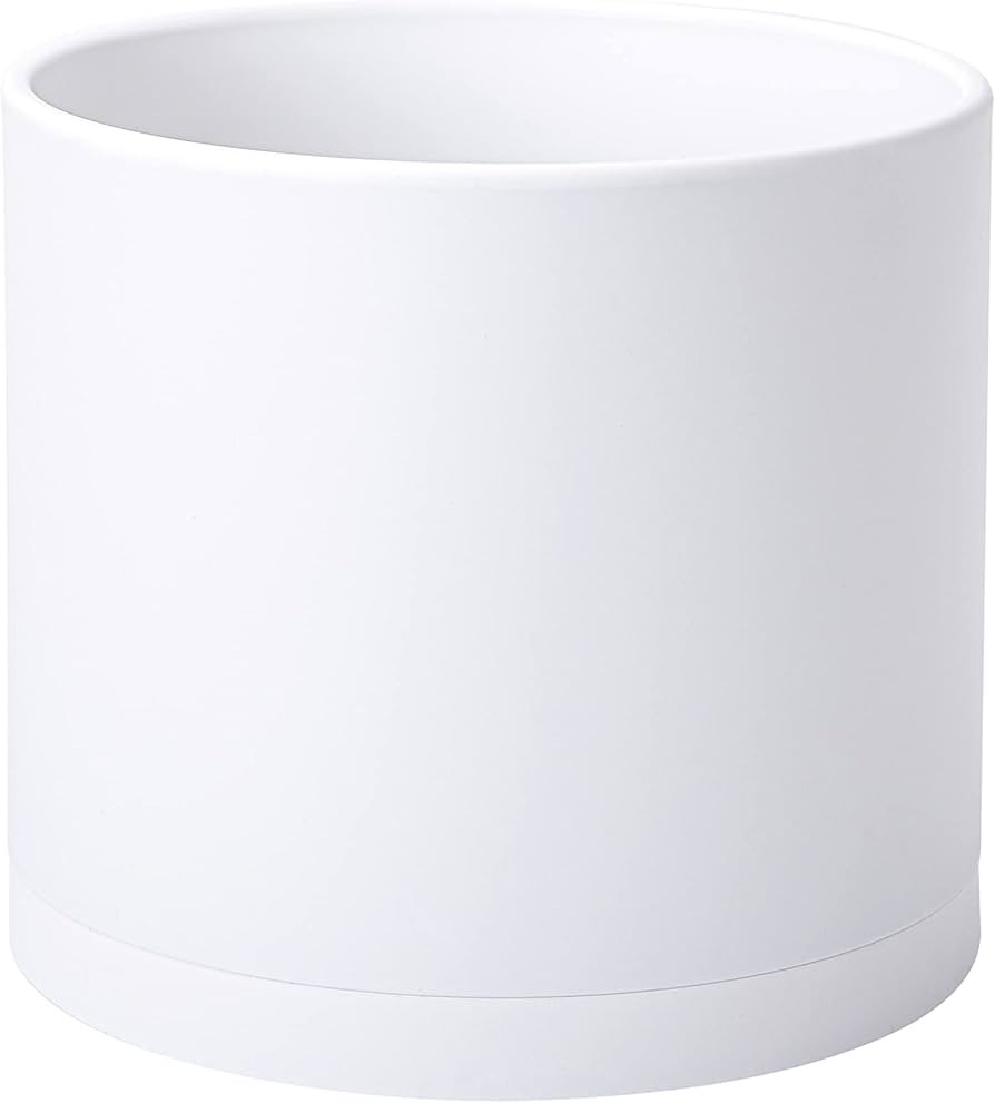 D'vine Dev 8 Inch Plastic Planter Pots for Plant Pot with Drainage Hole and Seamless Saucers, Whi... | Amazon (US)