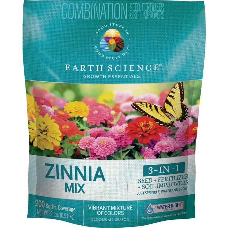 Earth Science All-In-One 2 Lb. 200 Sq. Ft. Coverage Zinnia Wildflower Seed Mix | Walmart (US)