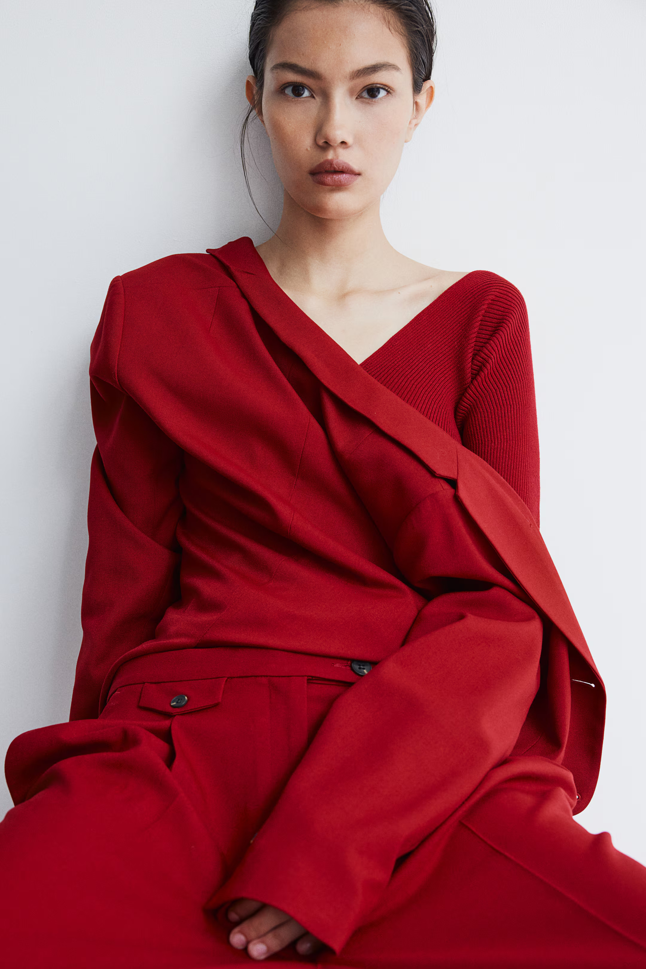 Fitted Blazer - Dark red - Ladies | H&M US | H&M (US + CA)