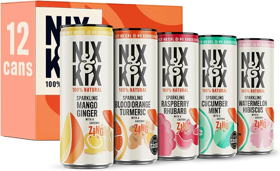 Nix & Kix Assorted Mix Sparkling Soft Drink, Low Calorie & Vegan Friendly, 250 ml (Pack of 12) | Amazon (UK)
