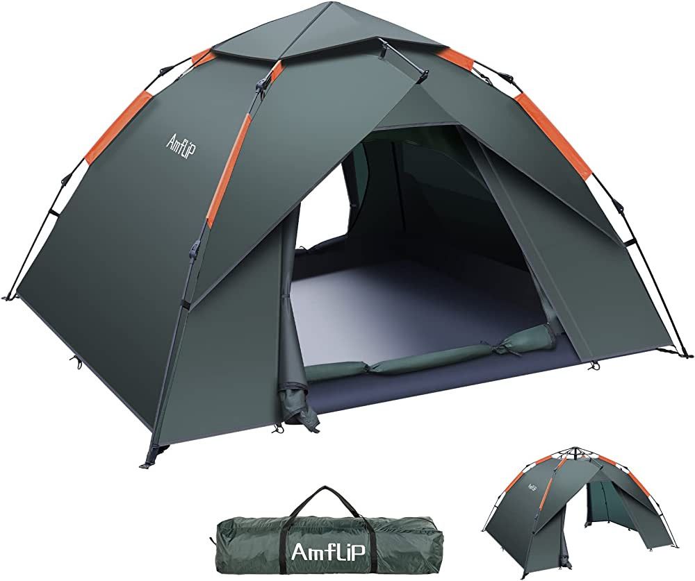 Amflip Camping Tent Automatic 2-3 Man Person Instant Tent Pop Up Ultralight Dome Tent 4 Seasons W... | Amazon (US)