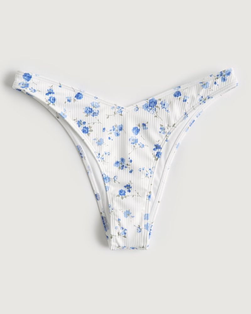 Women's Ribbed V-Front High-Leg Cheekiest Bikini Bottom | Women's Swimwear | HollisterCo.com | Hollister (US)