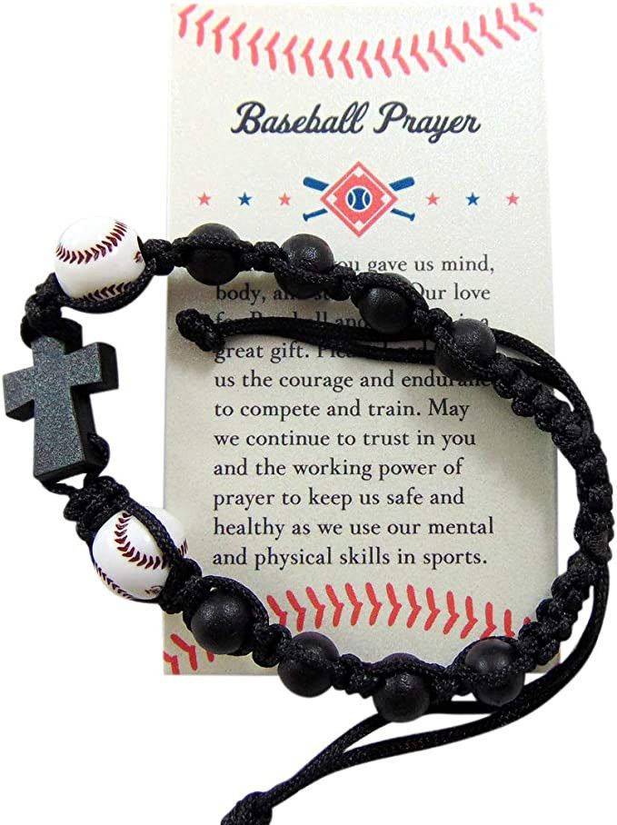 Baseball Bracelet Gift Set for Boys or Girls with Prayer Card and Drawstring Velour Bag | Amazon (US)