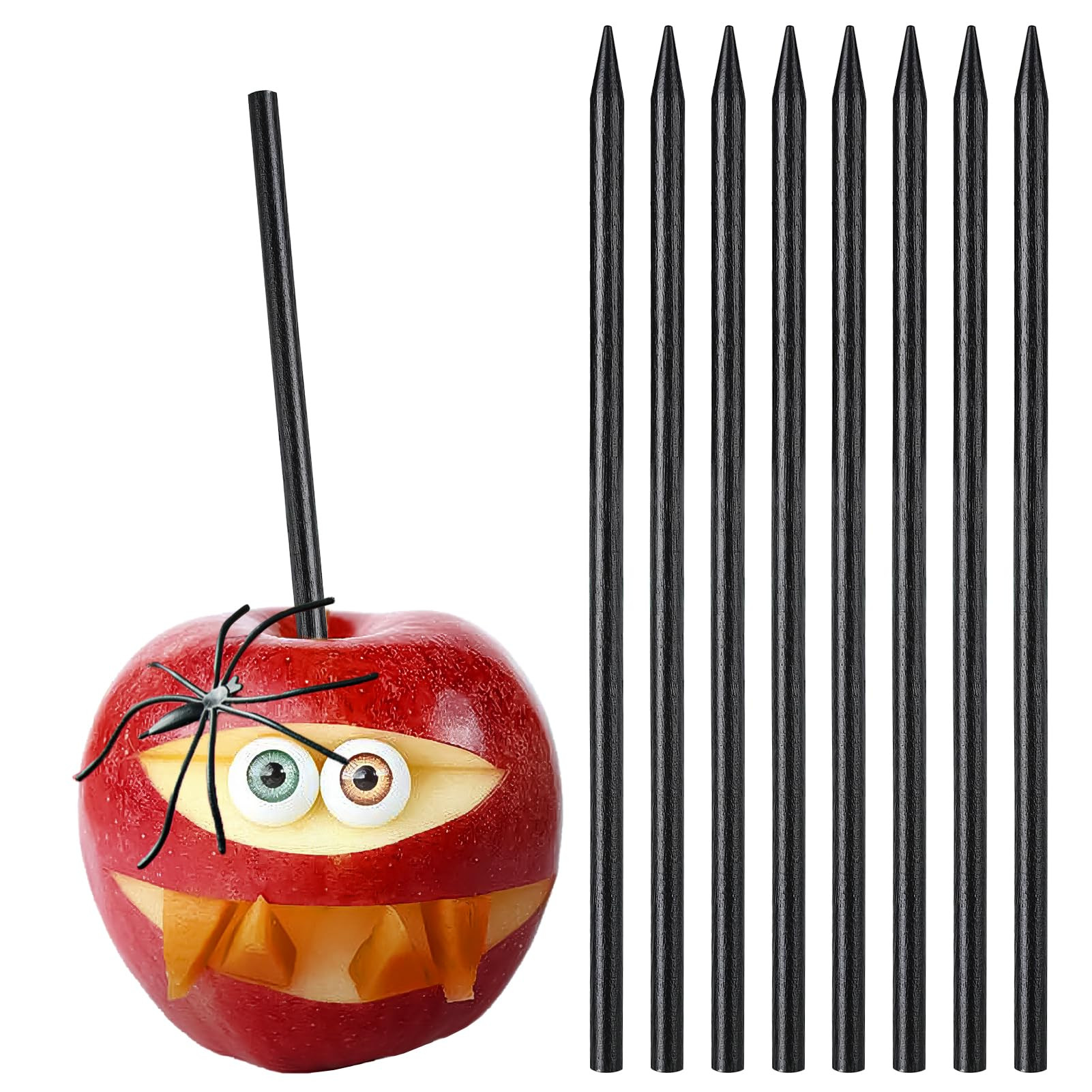 48 Pcs Halloween Black Candy Apple Sticks - Caramel Apple Birch Wood Sticks for Cake Pops/Treats/... | Amazon (US)