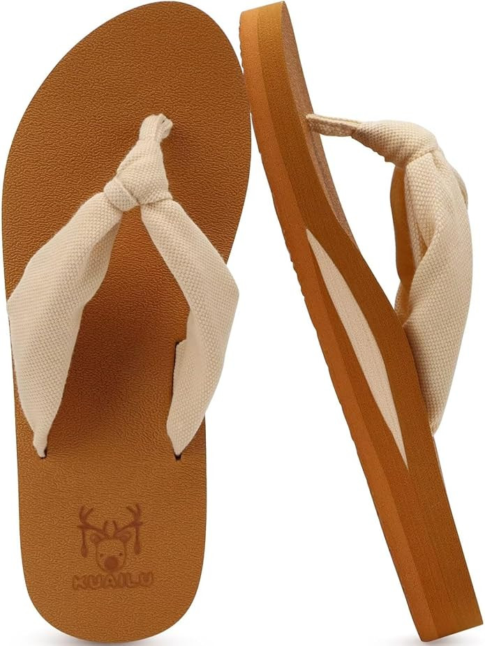 Amazon.com | KuaiLu Flip Flops Women Arch Support Yoga Mat Comfortable Summer Beach Walking Thong... | Amazon (US)