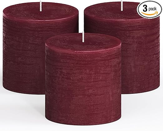 CANDWAX 3x3 Pillar Candle Set of 3 - Decorative Rustic Candles Unscented and No Drip Candles - Id... | Amazon (US)
