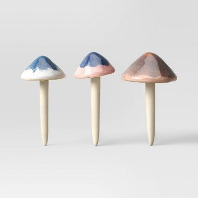 Traditional 3pk Ceramic Mushroom Pot Stake - Threshold™ | Target