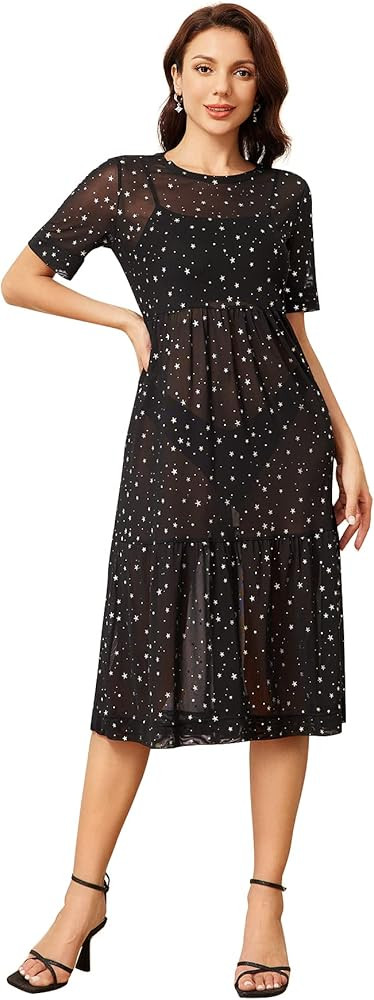 Floerns Women's Sheer Mesh Dress Beach Swimwear See Through Cover Ups | Amazon (US)