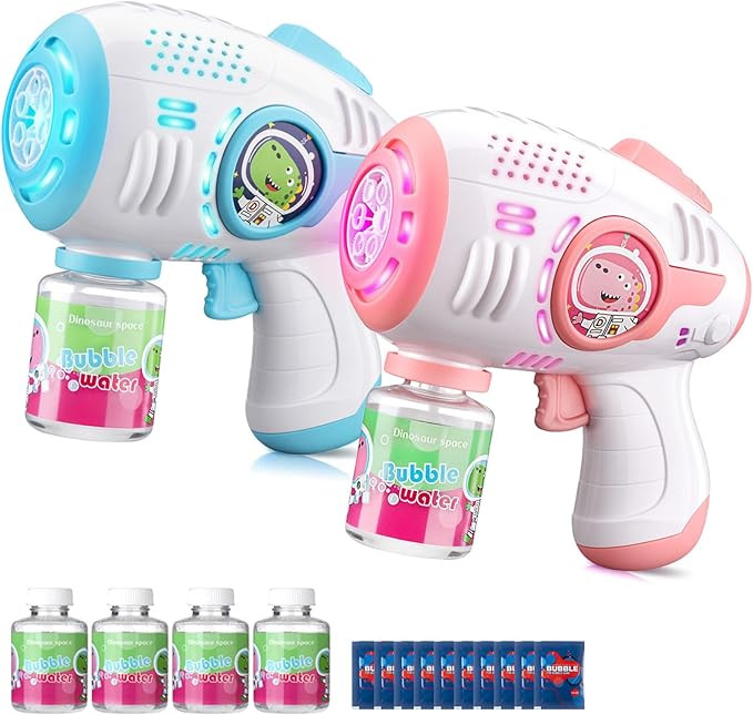 Bubble Guns for Kids 4-8, 2 Pack Automatic Bubble Blaster with LED Light & 4 Bubble Solution, Bub... | Amazon (US)
