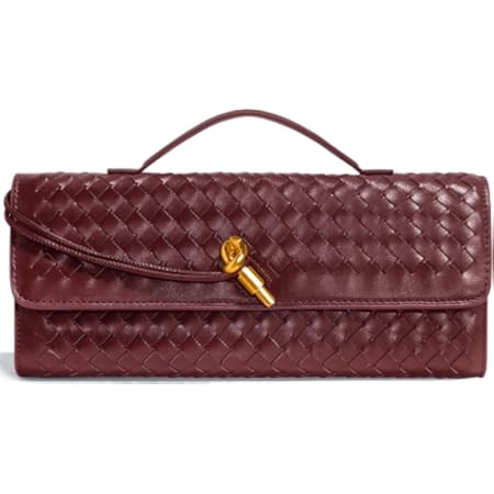 Evening Clutch Purses for Women Formal Handmade Woven Shoulder Handbag Fashion Leather Crossbody ... | Amazon (US)