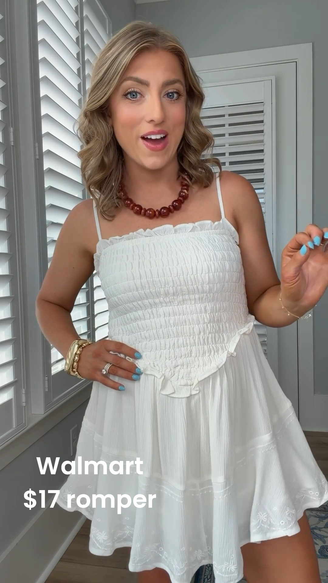 This Walmart romper is one of those pieces that looks way more expensive than it actually is! 😍 The smocked bodice, delicate embroidery details, and flowy silhouette give it the look of a dress, but it’s actually a romper—which means it’s just as cute as it is practical.

Lightweight, comfortable, and perfect for hot summer days, this is the kind of outfit you’ll reach for on repeat. Whether you’re heading on vacation, grabbing brunch, or dressing up for a summer event, this one is an easy yes. 🤍

#WalmartFashion #WalmartStyle #WhiteRomper #SummerRomper #AffordableFashion #WalmartFinds #VacationStyle #BoutiqueStyle #SummerOutfit #FashionFinds #MomStyle #OOTD #BeachVacationStyle #SummerWardrobe #BudgetFriendlyFashion #RomperSeason #CuteSummerOutfits ✨🤍☀️

#LTKootd #LTKPetite