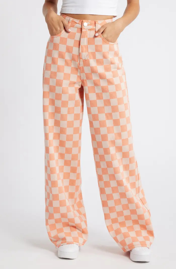 NASTY GAL Checkerboard High Waist Baggy Pants | Nordstrom | Nordstrom