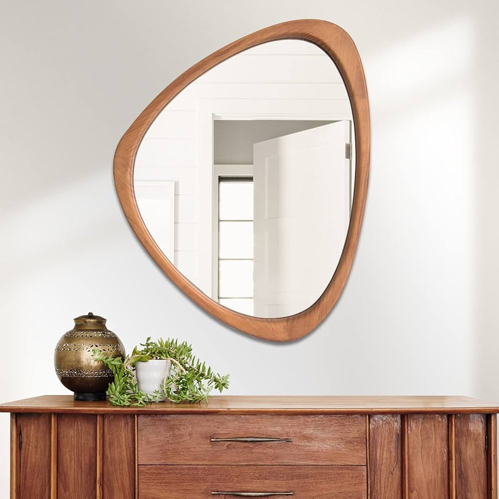 HOMECOOKIN Irregular Mirror Wall Decor, Wood Wall Mirrors Decorative for Living Room, Bedroom, Ba... | Amazon (US)