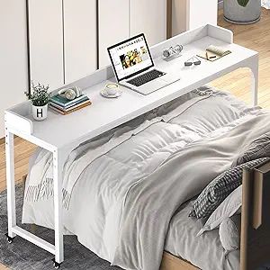 Tribesigns Overbed Table with Wheels, Queen Size Mobile Computer Desk Standing Workstation Laptop... | Amazon (US)