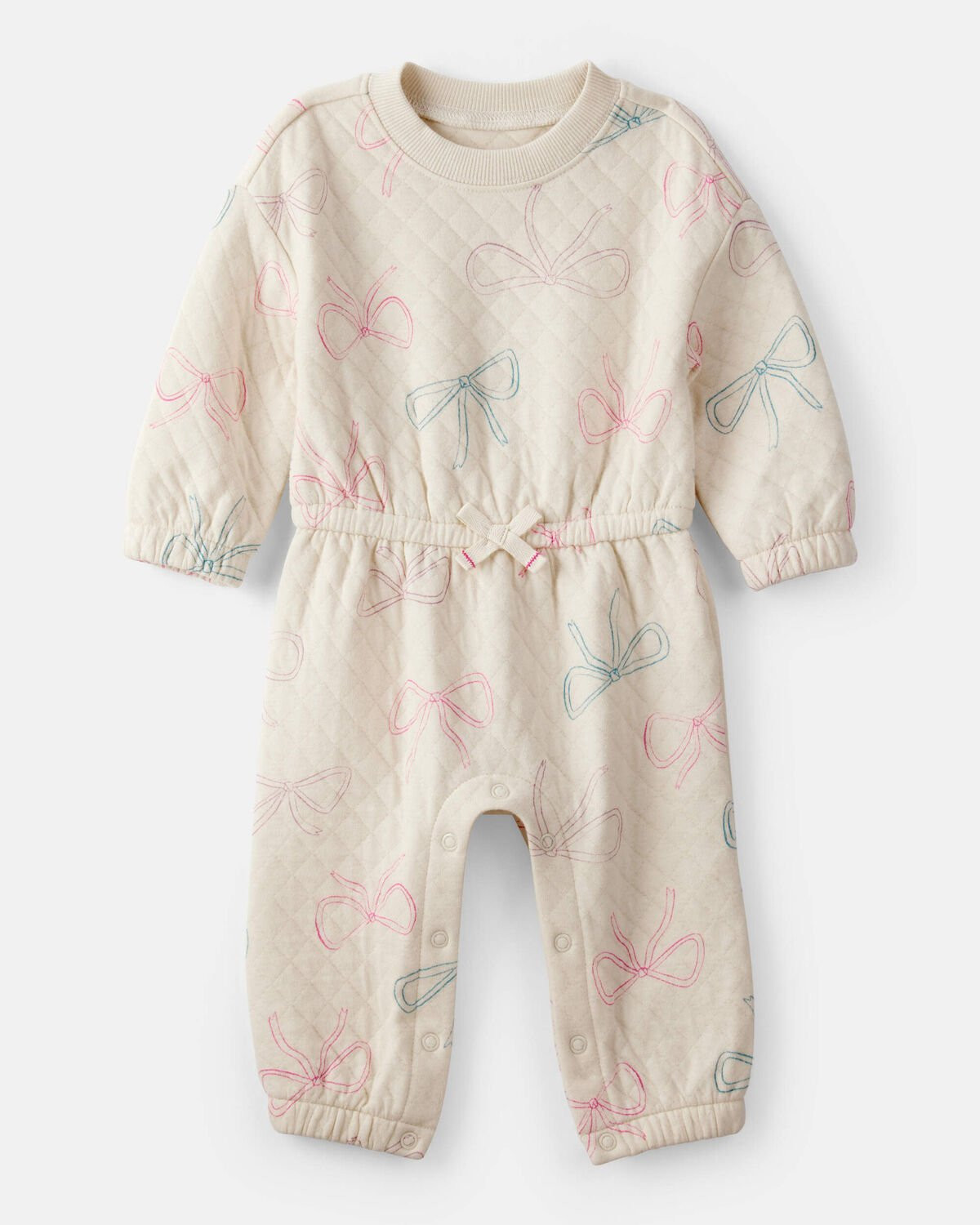 Baby Girl Bow Print Long-Sleeve Jumpsuit - Ivory | Carter's | Carter's Inc