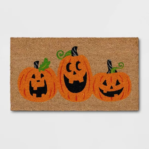 1'2"x2'2" Jack-O-Lantern Halloween Doormat Orange - Threshold™ | Target