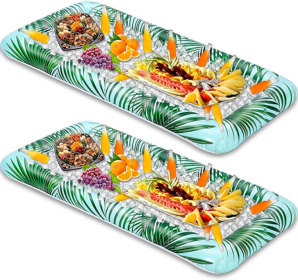 Sloosh 2-Pack Inflatable Serving Bars Cooler - Leaf Pattern Inflatable Cooler Ice Buffet Salad Se... | Amazon (US)