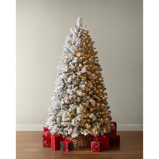 7.5 ft Glistening Pine Flocked LED Pre-Lit Tree T17 | The Home Depot