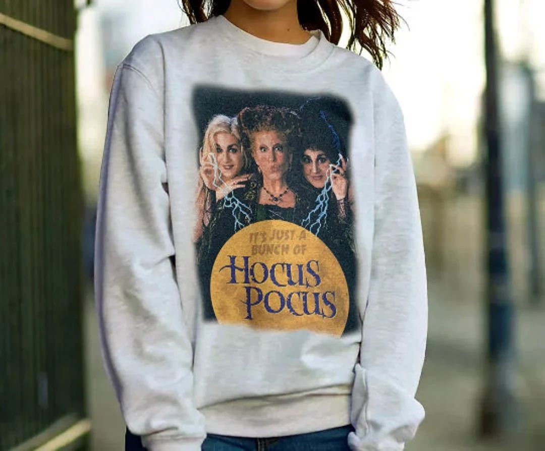 Vintage Just a Bunch of Hocus Pocus Sweatshirt, Cute Halloween Sanderson Three Sisters Witch Swea... | Etsy (US)