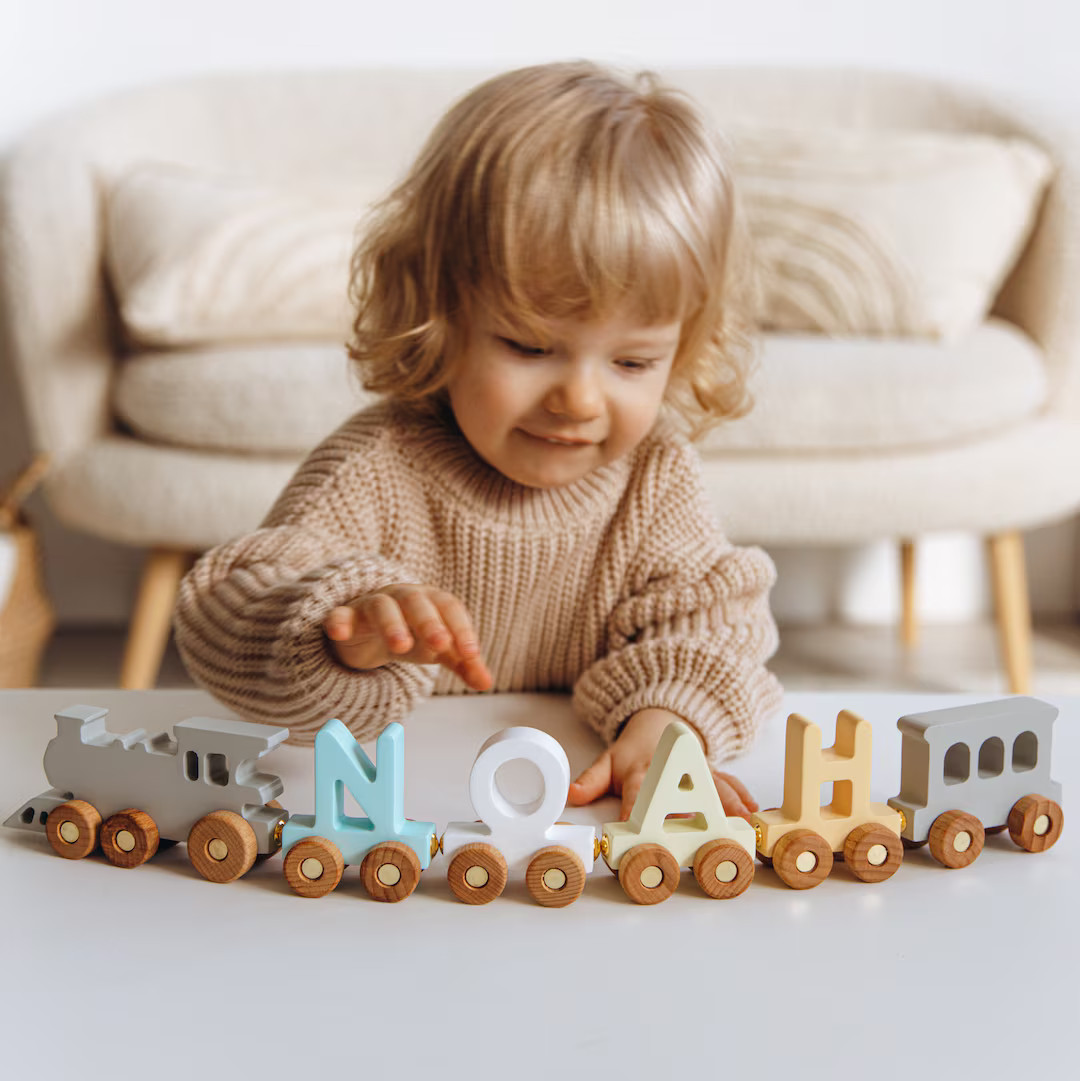 Personalized Train With Magnets Christmas Gift Toddler Wooden Toy Birthday Boy Baby Shower Baptis... | Etsy (US)