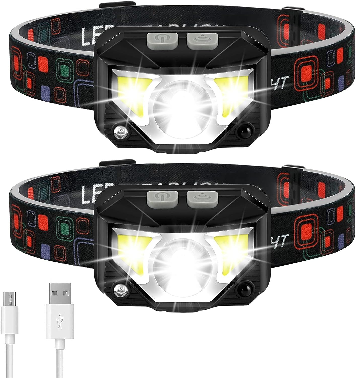 Headlamp Flashlight, LHKNL 1100 Lumen Ultra-Light Bright LED Rechargeable Headlight with White Re... | Amazon (US)