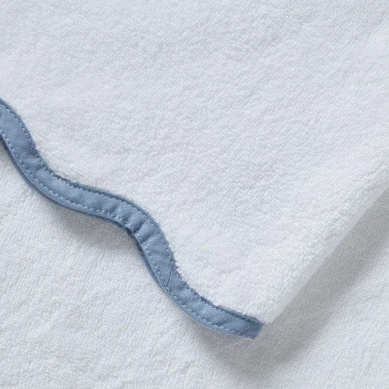 My Texas House Whitney Scallop Border Cotton Hand and Bath Towels, Blue (2 Count) | Walmart (US)