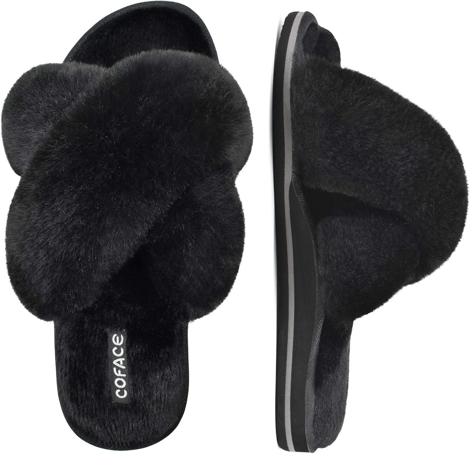 COFACE Womens Furry Thong Slippers Plush Cozy Flip Flops Faux Fur Spa Slipper Sandals... | Amazon (US)